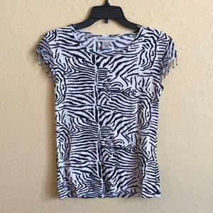 Sequin Bamboo Traders Zebra Print Top